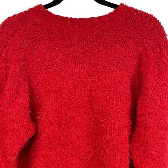 GB Sweater Women's Large Red Chunky Knit Classic Long Sleeve Round Neck Pullover - Picture 8 of 13